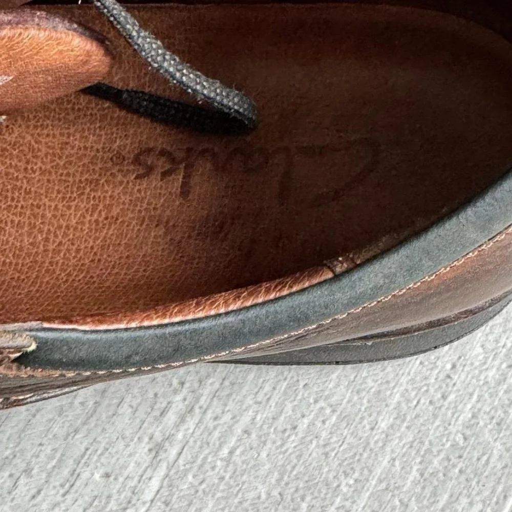 Clarks Leather Brown Oxford Dress Casual Comfort Lace Up Shoes Men's‎ Size 11W